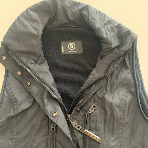 Bogner Black High Neck Puffer Outdoor Zip Vest Fleece Lined Size 8 Women’s - Picture 8 of 10